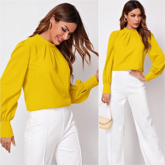 Ruched Reflections Blouse - Yellow - Picture 2 of 6